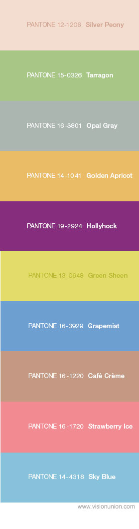 国际知名色彩集团潘通(pantone)发布2007年春季10款时尚流行色