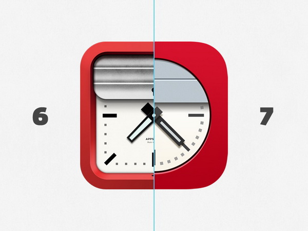 闹钟iOS6&iOS7风格对比图标