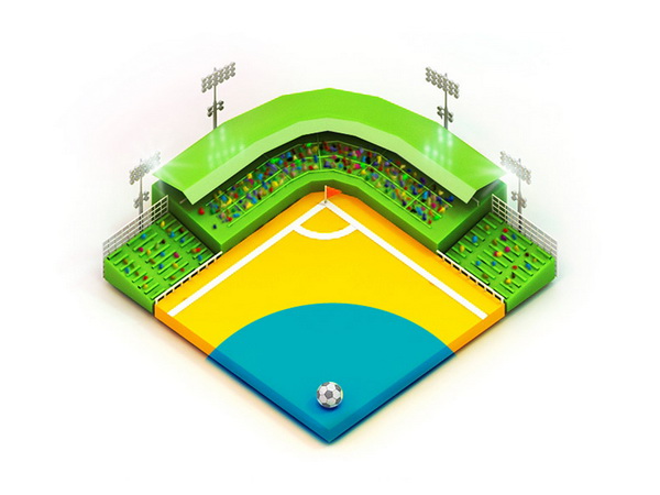 巴西国旗主题足球场图标设计 - 视觉同盟(VisionUnion.com)